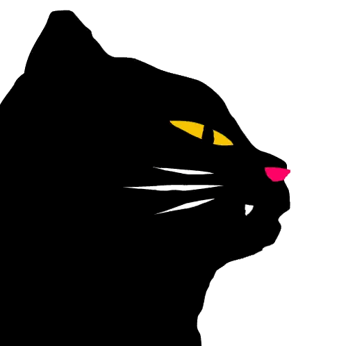 Black Cat With Yellow Eyes And White Stripes Sticker