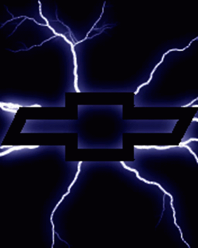 Black Chevrolet Logo Surrounded By Lightning Bolts GIF