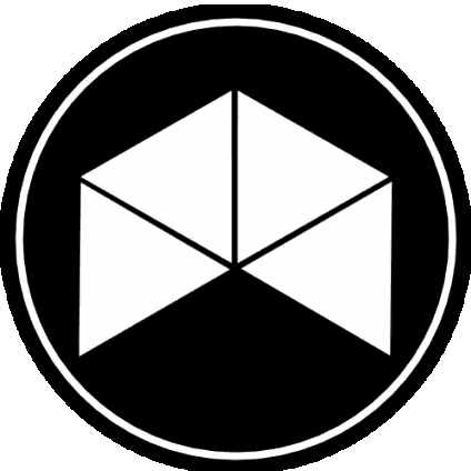 Black Circle With Centered Blue Cube Sticker