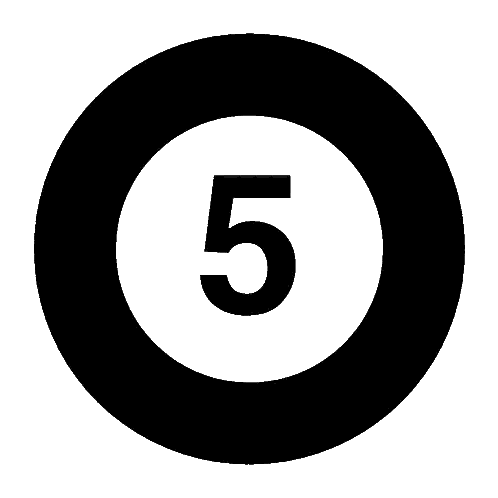 Black Circle With White Number 5 Sticker