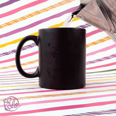 Black Coffee Mug Saying Nunca Excedas Tu Magia GIF