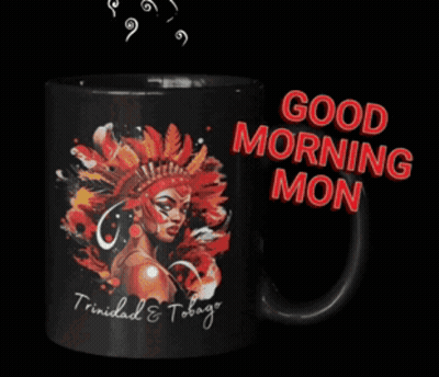 Black Coffee Mug Saying Trinidad & Tobago GIF