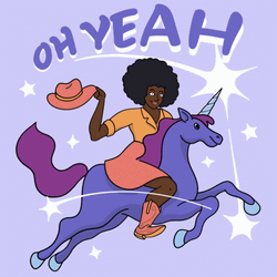 Black Cow Girl Unicorn Art GIF