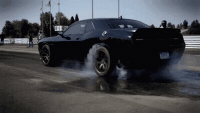 Black Dodge Challenger Burnout GIF