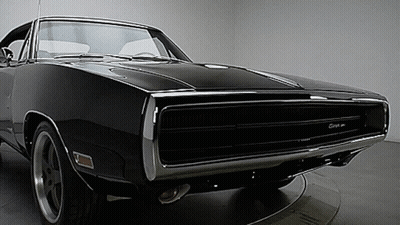 Black Dodge Charger In Showroom GIF