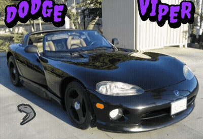 Black Dodge Viper Parked In Front Of Building GIF