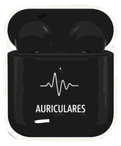 Black Ear Buds With Auriculares Sticker