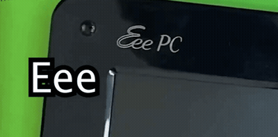 Black Eee PC On Green Background GIF