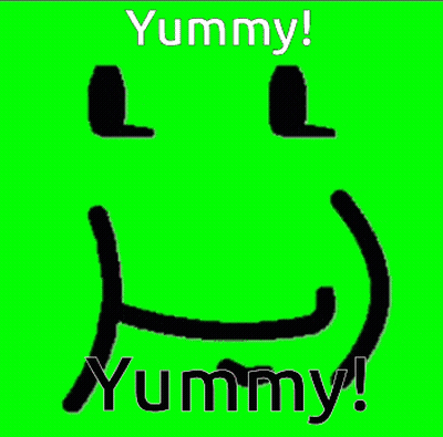 Black Face With Yummy Text GIF