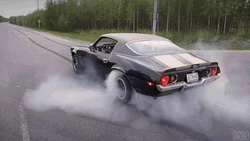 Black First Generation Camaro Burnout GIF