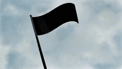 Black Flag Flying In Wind With Cloudy Sky GIF