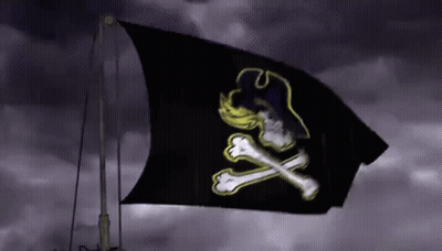 Black Flag With Skull And Crossbones Flying GIF