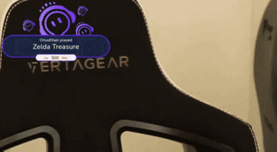 Black Gaming Chair With Zelda Treasure Badge GIF