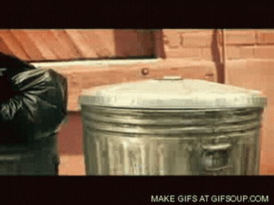Black Garbage Bag Thrown Into Trash Can Make GIFs At Gifsoup GIF