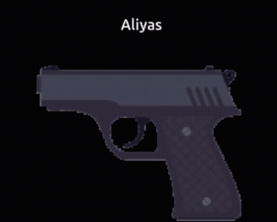 Black Gun With Aliyas Written Above GIF