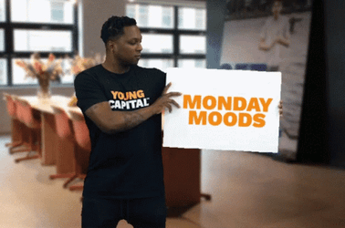 Black Guy Holding Board Saying Monday Monday Moods GIF