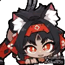 Black Hair Red Eyes Red Headband Sticker
