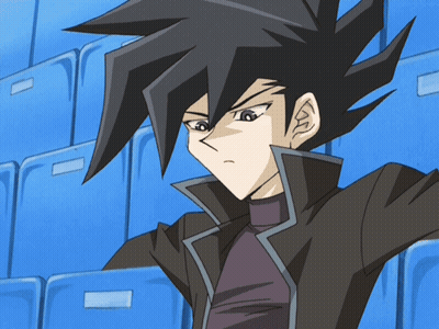Black Haired Cartoon Character By Blue Chairs GIF