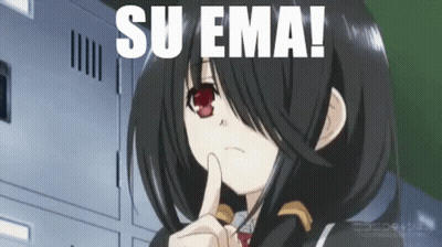 Black Haired Red Eyed Girl Shushing Su Ema GIF