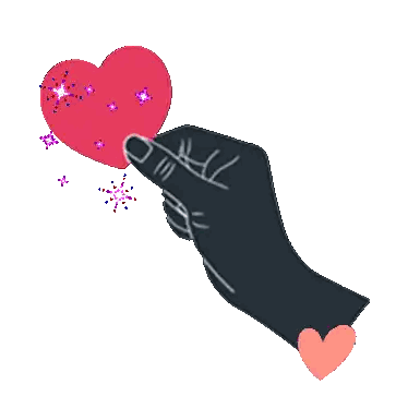 Black Hands Holding Red Heart With Sparkles Sticker