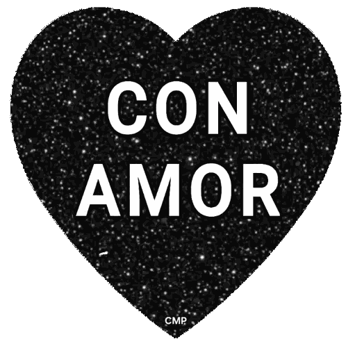 Black Heart With Con Amor Text Sticker