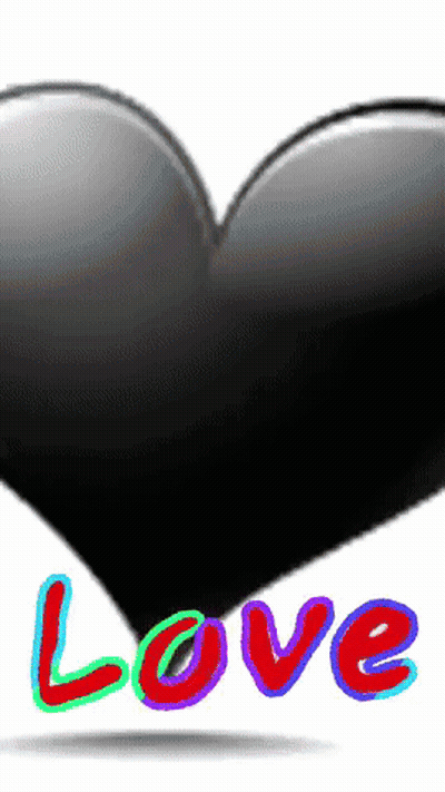 Black Heart With Love In Red And Blue GIF