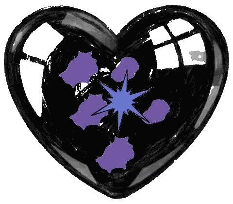 Black Heart With Purple Star Sticker