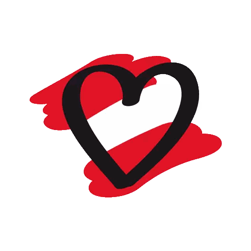 Black Heart With Red Stripe Sticker