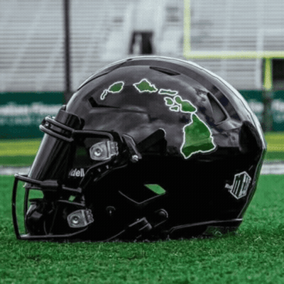 Black Helmet With Green Hawaiian Map GIF