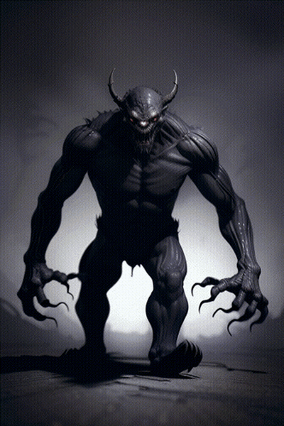 Black Horned Monster With Red Eyes GIF