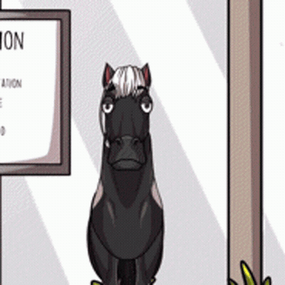 Black Horse In Front Of No Parking Sign GIF