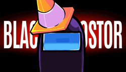 Black Imposter Wearing Traffic Cone Among Us GIF