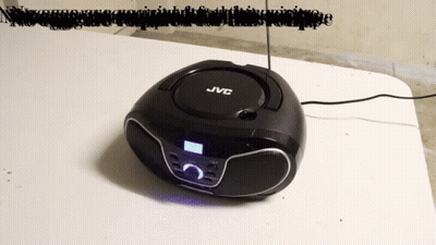 Black JVC Radio On Table GIF
