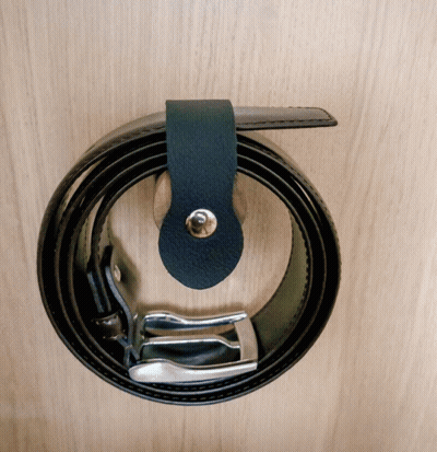 Black Leather Belt With Silver Buckle And Green Strap GIF