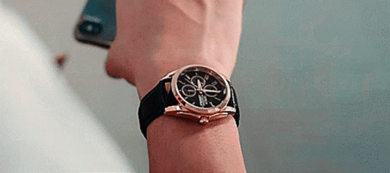 Black Leather Wrist Watch GIF