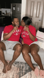 Black Love Couple Drinking Wine GIF