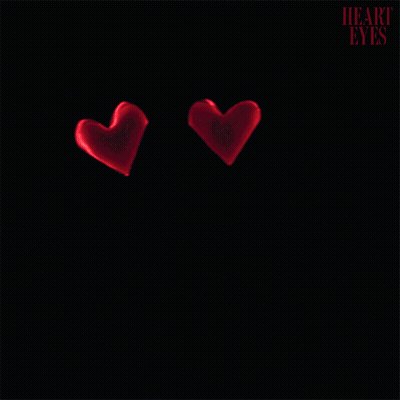Black Mask With Red Heart Eyes Saying Heart Eyes GIF