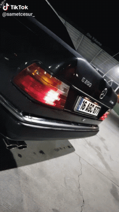 Black Mercedes E200 Parked At Night GIF