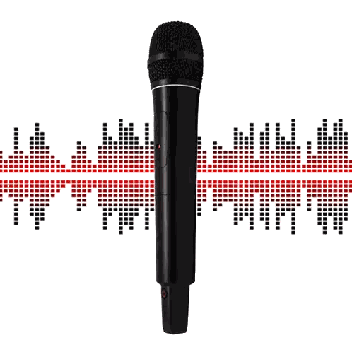 Black Microphone In Front Of Sound Wave Sticker