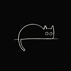 Black Minimalist Cartoon Cat