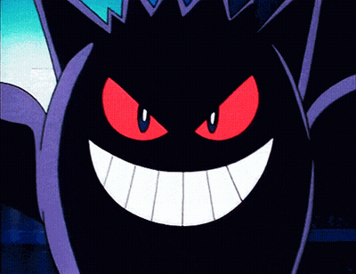 Black Monster With Red Eyes And Big Smile GIF