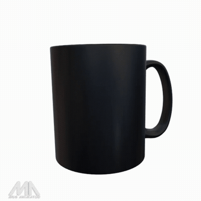 Black Mug With Bride And Groom GIF