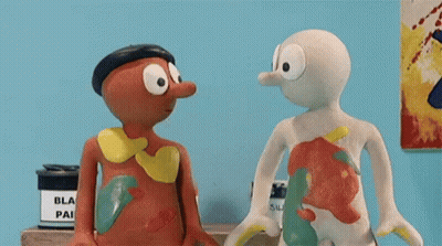 Black Paint Can Next To Cartoon Character GIF