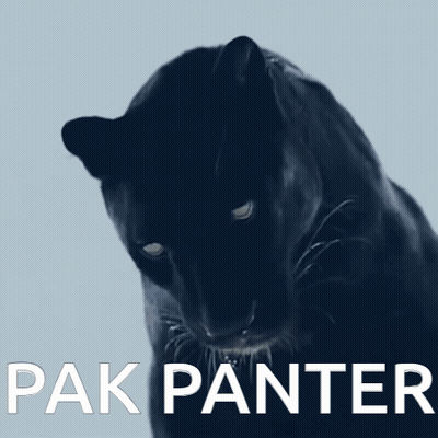 Black Panther With Pak Panther Text GIF