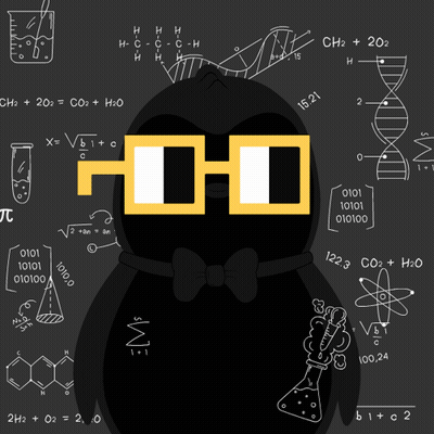 Black Penguin In Glasses Bow Tie Math Equations GIF