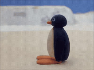 Black Penguin With Red Beak On Beach GIF