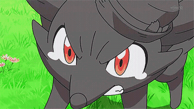 Black Pokemon With Red Eyes Standing In Grass GIF
