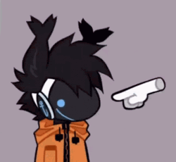 Black Protogen With Hand Pointing In Nose GIF