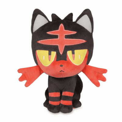 Black Red Plush With Yellow Eyes And Red Star GIF