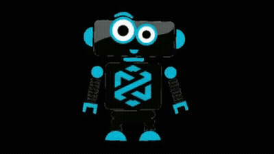 Black Robot With Blue Eyes and Arms and Legs